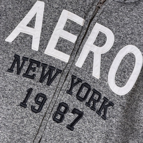 Aeropostale Other - Aeropostale Mens Gray Sherpa Lined Full Zip Graphic Hoodie XL Aero NY 1987 Y2K